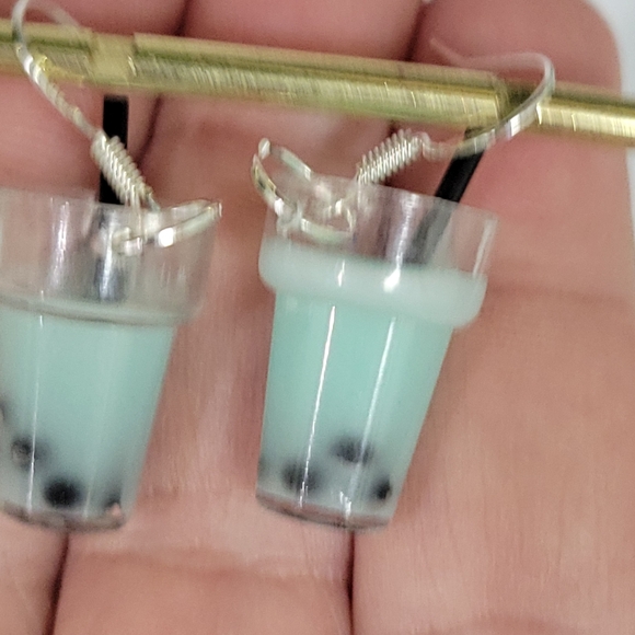 Boba BUBBLE TEA EARRINGS CUTE!! Handmade - Picture 3 of 8